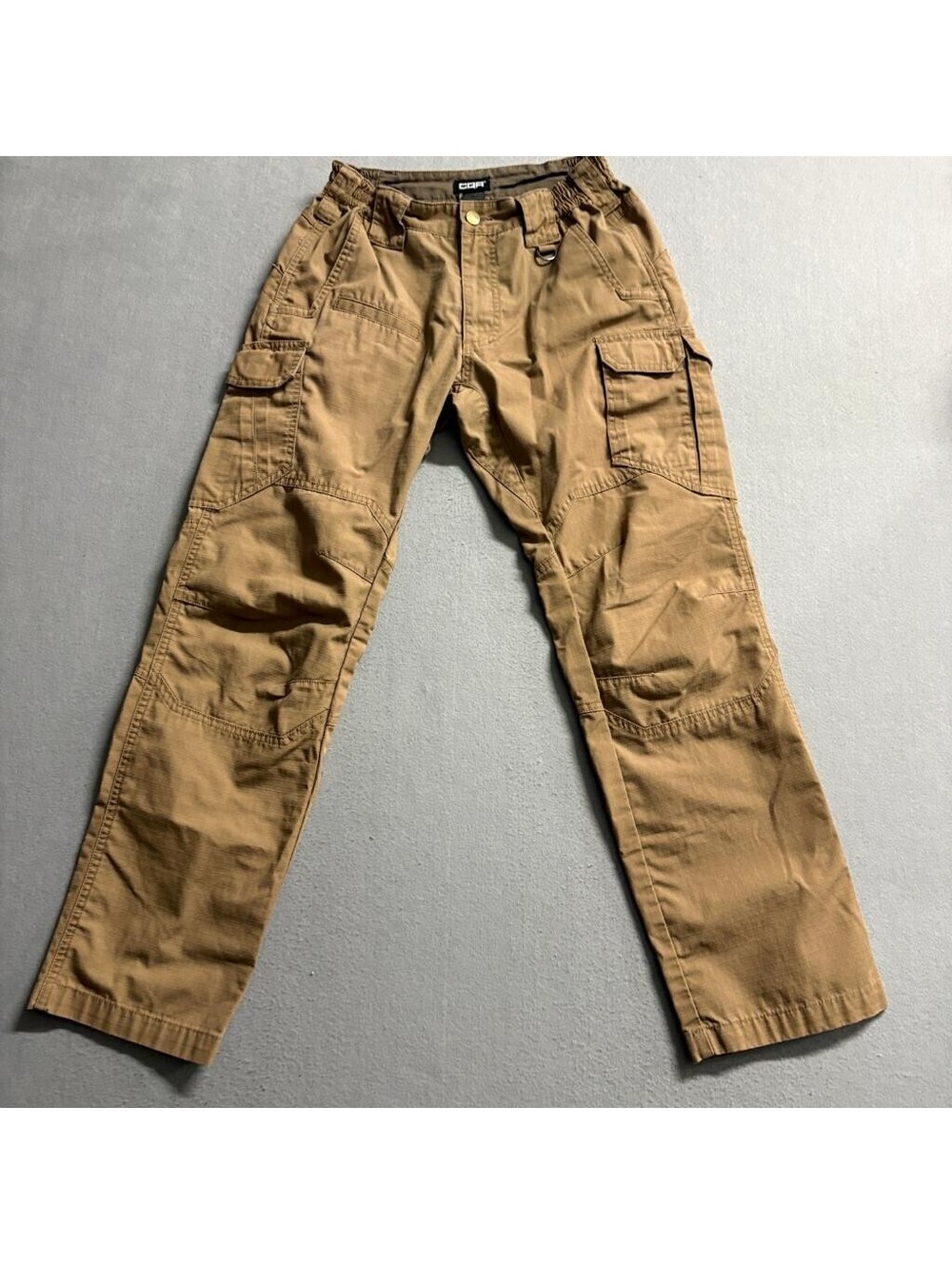 CQR Mens Tactical Cargo Pants Coyote Brown Ripstop Work Combat Pants Size 28x27